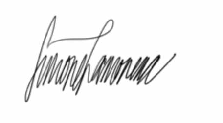 The founder's signature, in black script on a white background